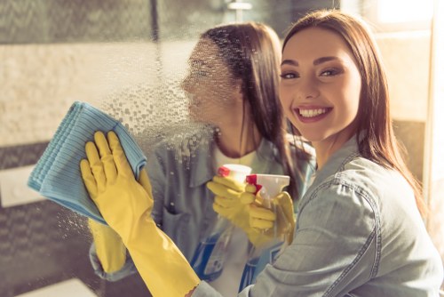 Recycling containers and separated waste materials in a London service setting